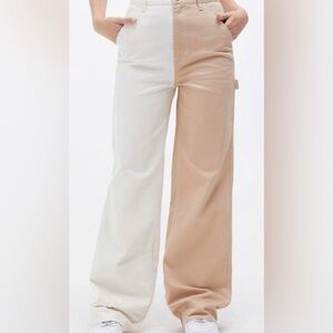 PacSun White and Tan Flare Jeans 22 NWT